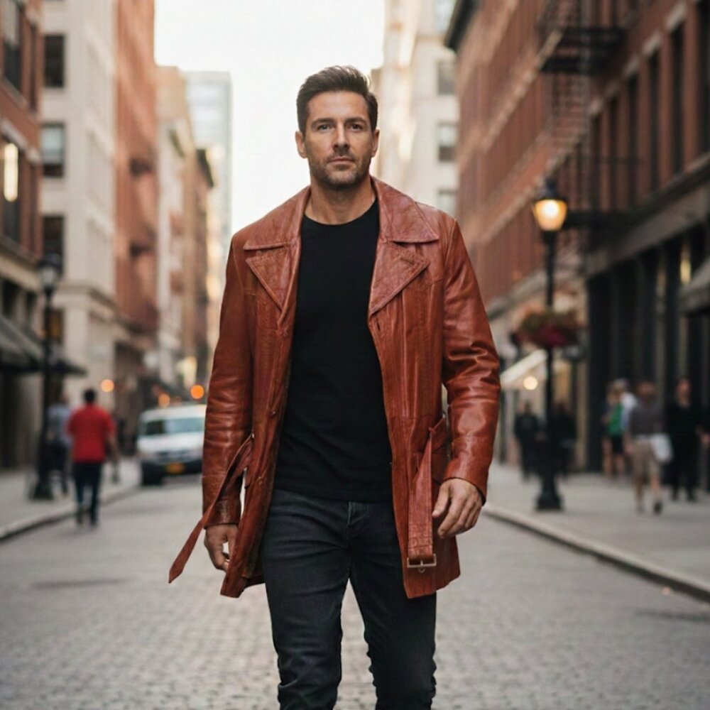 Sears "Leather Shop" Vintage, Men's Size 38R, Cognac Brown Jacket - Excellent